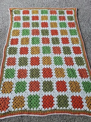 Manta de Crochet Patrón Cuadrado Artesanal De Colección Verde 36x54 Manta de Abuela Foto 1 de 3