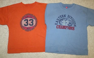 Lot (2) Boys Hanes Graphic Sweatshirts--Orange/Blue--Soccer/Football/Sports--5/6 - Picture 1 of 5