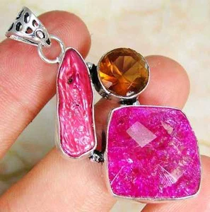 SnakeSkinQuartz & 925Silver HandmadeUnusualPendant 53mmG70-31475 &925Silver chai - Picture 1 of 3