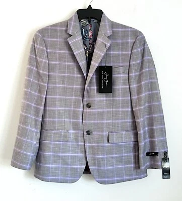 Sean John Men's 36R Classic Fit Plaid Suit Jacket Purple and Gray $360 - Image 1 of 3