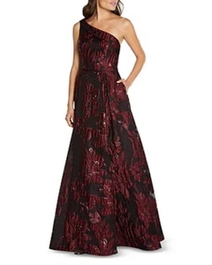 Aidan Mattox Floral Jacquard One Shoulder Gown - Picture 1 of 7