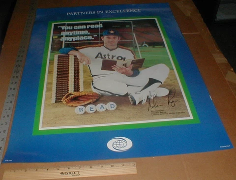 Nolan Ryan Houston Astros Baseball Pitcher promotional Promo Poster 28"x22" VTG Cover