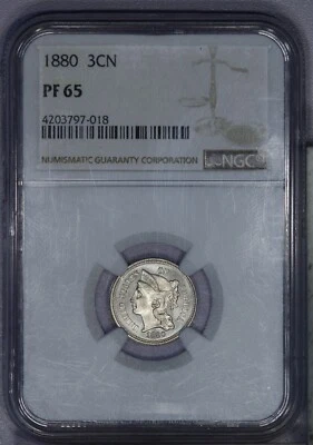 1880 Three Cent Nickel 3CN NGC PF65 PR65 - Beautiful original coin! LB - Image 1 of 2