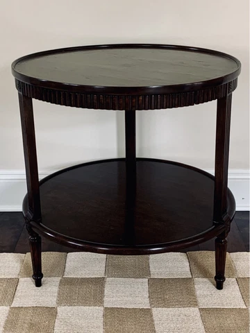 Carved Round Regency Style Single Drawer Side Table With Lower She Cover