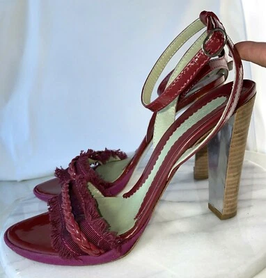 Sandalias Sportmax Max Mara de charol de vino con tiras zapatos de salón tacones altos 40 10 Foto 1 de 4