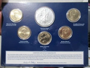 2014 US Mint Annual Uncirculated Dollar 6 Coin Set, with American Silver Eagle - Picture 1 of 12