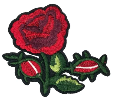 Patch Sew On Iron On Embroidered Clothing Hats Jackets Coat  ROSE FLOWER A129 - Image 1 of 3