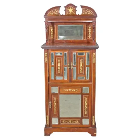 Bone Inlaid Edwardian Rosewood Mirrored Music Cabinet Circa 1910 Cover