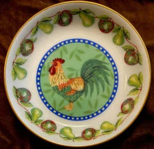 RARE ~ Royal Worcester "Rooster" Fine Porcelain Coaster ~ Gold Trim ~ Mint Cond. - Picture 1 of 5