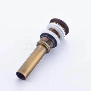 Fregadero de baño antiguo de latón desagüe emergente sin desbordamiento accesorios de baño - Imagen 1 de 5