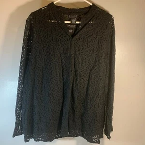 Blusa de encaje negra manga larga Dialogue XL para mujer - Imagen 1 de 6
