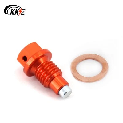 KKE CNC Billet Aluminum Magnetic Oil Drain Plug Bolt Fit KTM EXC F SX XCF Orange - Image 1 of 4