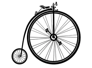 Vintage Penny Farthing Bicycle 2 pcs 3.75 Inch Black Fused Glass Decals - Picture 1 of 1