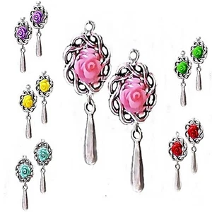 Pendientes Marco Plata Rosa y Lágrima, elige color y accesorios - Imagen 1 de 10