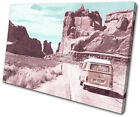 Camper Travel Van Pink Teal Bus Vintage Single Canvas Wall Art Picture Print