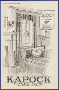 De colección 1919 Telas decorativas Kapock cortinas anuncio impreso efímero - Imagen 1 de 1