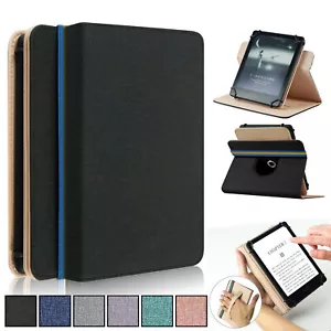 Folio Handy Canvas Leather Stand Flexible Holder Case Cover Universal For Ebook - Picture 1 of 76