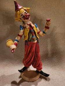 Vintage MIC Imports 8" Resin Drunk Circus Clown Figurine Hand Made in Italy - Picture 1 of 2