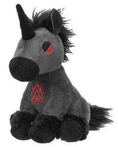 Mythical Fantasy Legend Black Dark Unicorn Hell Steed Luxe Soft Plush Toy Doll - Picture 1 of 9