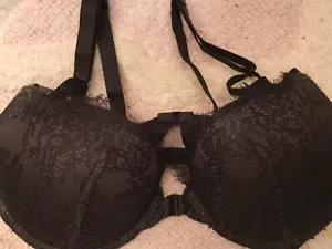 Victoria's Secret Very Sexy Black Lace Front Close Push-Up Strappy Bra size 32DD - Picture 1 of 6