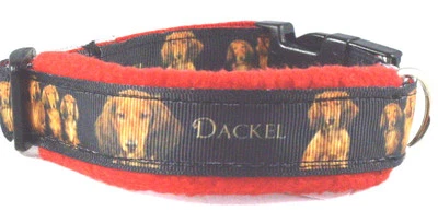 EIGENE HERSTELLUNG, HANDARBEIT Hundehalsband Langhaardackel, S 30 -35 cm Halsumfang, handgefertigt