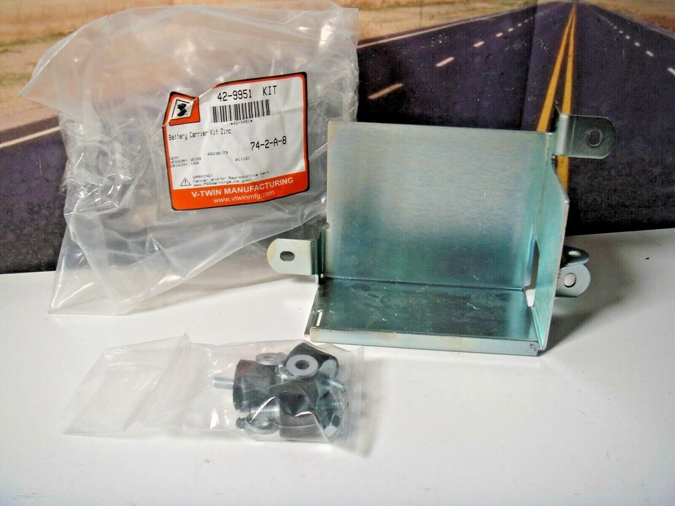 Caja de batería Harley Sportster Carrier Kit Zinc Ironhead XLCH V-Twin 42-9951 Y2 Foto 1 de 4