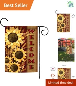 Machine Washable Welcome Sunflowers Double-Sided Flag - Indoor & Outdoor Use - Picture 1 of 8