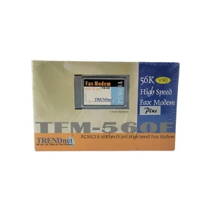 Trendnet 56Kbps PCMCIA Fax Modem TFM-560E - Dial-Up Internet Access - Sealed Box - Picture 1 of 8