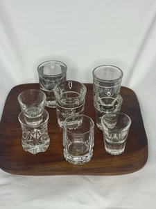 8 Various Shot Glasses Including Libby Heavy Bottom Beveled w/White Meas Line - Picture 1 of 6