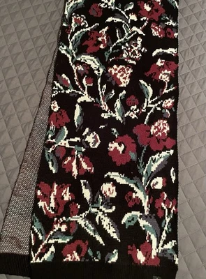 Vera Bradley Women's Knit Floral Pattern Black and Multicolored 69” x 13” - Image 1 of 4