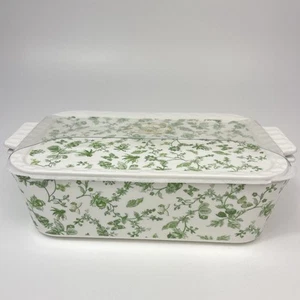 Grace Pantry Greeny Gar Rectangular Porcelain Casserole Baking Dish Lidded Baker - Picture 1 of 14