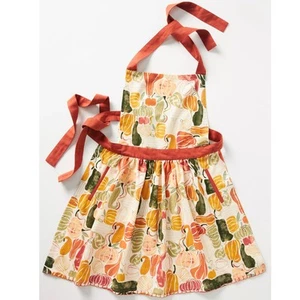 Anthropologie Pumpkin Harvest Apron Gourds Squash Orange Autumn Fall New - Picture 1 of 2