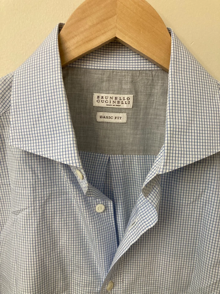 VGUC BRUNELLO CUCINELLI Dress Shirt Blue/White 17/43 - Image 1 of 4