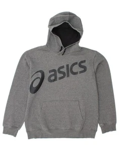 ASICS Mens Graphic Hoodie Jumper Large Grey Cotton CK01 - Imagen 1 de 3