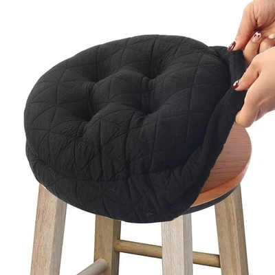 Cojín de asiento de taburete de bar redondo negro cojín acolchado jacquard de 14 pulgadas de diámetro Foto 1 de 4