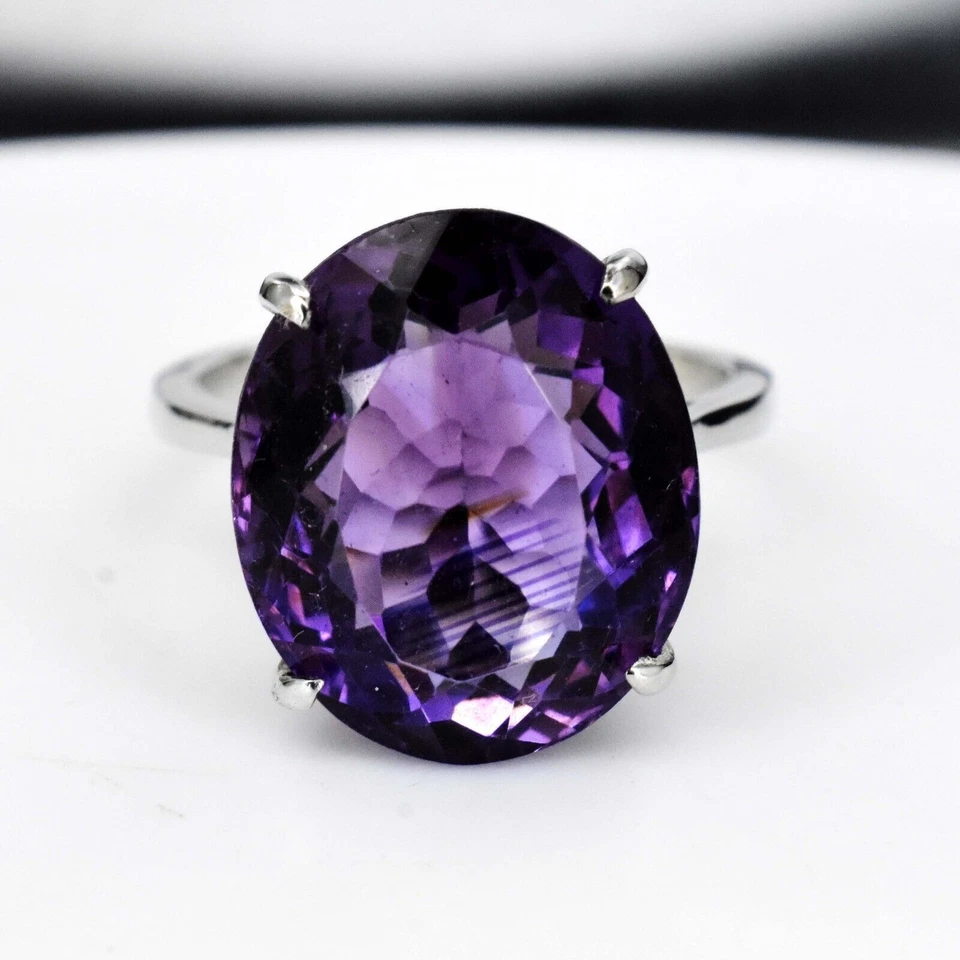 Anello dichiarazione in argento sterling 925 ametista naturale da 6,1... - Immagine 1 di 4