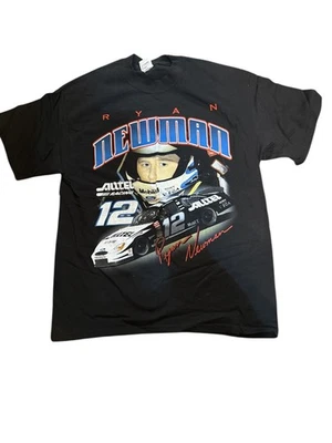 Camiseta Ryan Newman Alltel #12 NASCAR L Negra Bandera a Cuadros Carreras De Colección Foto 1 de 4