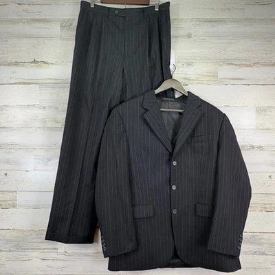Chaps Mens 40R Wool Pinstripe Suit Set Blazer 34x31 Cuffed Pants Career Business - Image 1 of 4