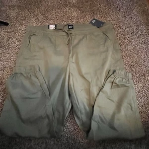 NWT Gap Twill Jogger Pants Olive Green High-rise Elastic Waist And Ankle  XXL - Picture 1 of 5