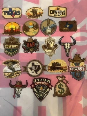 Lot Of 18 - Cowboy Western Texas Embroidered Iron On Patches Country  New - Image 1 of 4