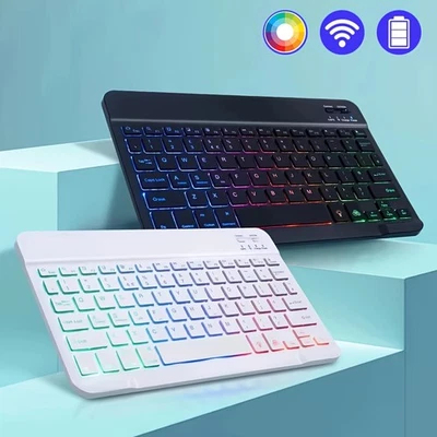10-Inch RGB Backlit Wireless Keyboard – Bluetooth, USB-C, for PC/Laptop/iPad/Mac - Image 1 of 4