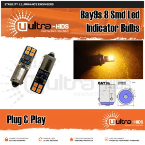 2x H21W 435 BAY9S 8 SMD 3030 LED Side Indicator Turn Signal Light Bulbs Amber UK - Picture 1 of 1