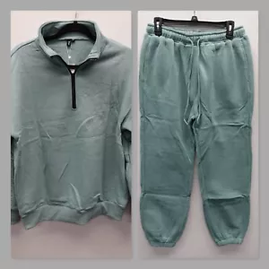 AUTOMET Women's Sweatsuits 2 Piece Outfits Long Sleeve Half Zip Pullover, Green - Picture 1 of 4