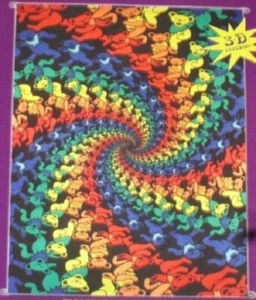 New 3D Dancing Bears Spiral Pattern Grateful Dead Tapestry Gift Wall Decor Retro - Picture 1 of 3