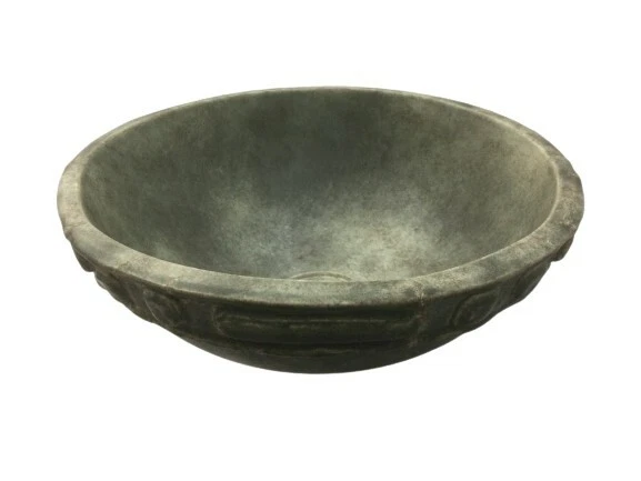 Banda artesanal Toscana pintada a mano acabado verde satinado envejecido.  Foto 1 de 2