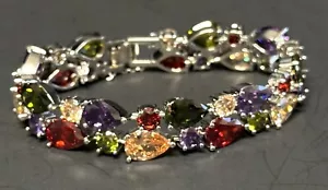 Bracciale con pietre di cristallo brillante multicolore chiusura 925 usato in ottime condizioni - Foto 1 di 6
