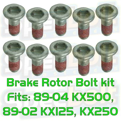 10PC ROTOR BOLT KIT KAWASAKI KX125 KX250 FRONT REAR DISC BRAKE BOLTS - Image 1 of 3