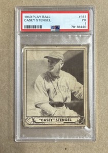 1940 Play Ball Baseball Casey Stengel Boston Bees Card #141 PSA 1