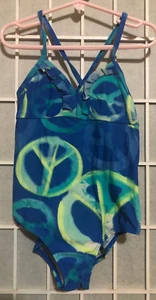 Joe Boxer Girls Swimsuit One Piece Tie Dye Peace Sign 6/6X - Picture 1 of 4