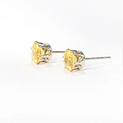 8mm Simulated Diamond Birthstone Six-Claw Stainless Steel Stud Earrings - Image 1 of 4